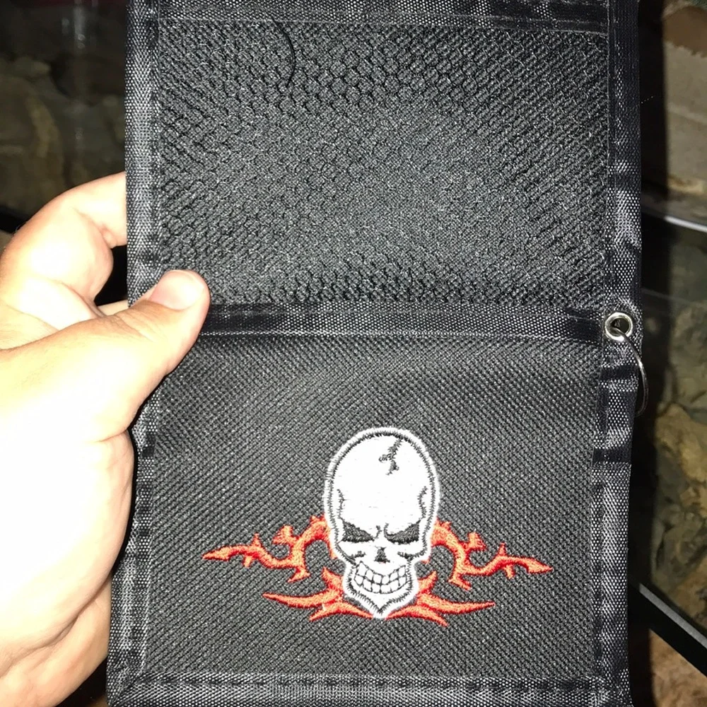 New black skull nylon surfer wallet fold over Y2k